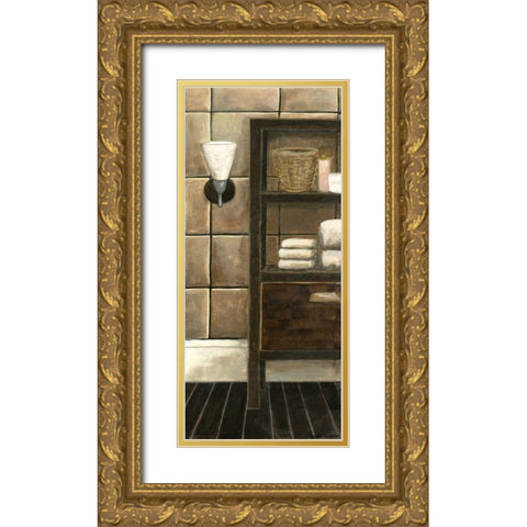 Modern Bath Panel I Gold Ornate Wood Framed Art Print with Double Matting by Meagher, Megan