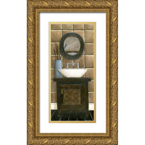 Modern Bath Panel III Gold Ornate Wood Framed Art Print with Double Matting by Meagher, Megan