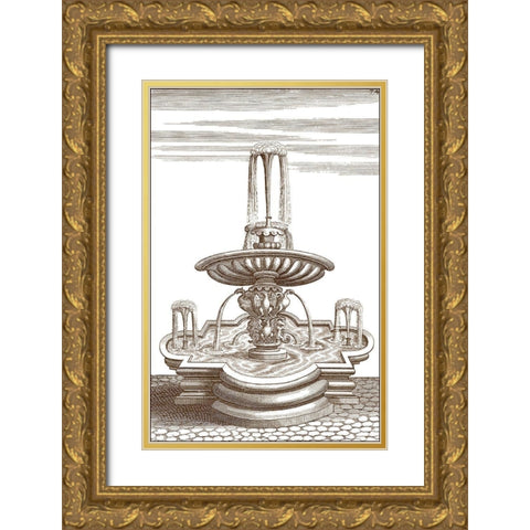 Courtyard Fountain V Gold Ornate Wood Framed Art Print with Double Matting by Vision Studio