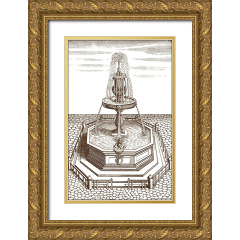 Courtyard Fountain VI Gold Ornate Wood Framed Art Print with Double Matting by Vision Studio
