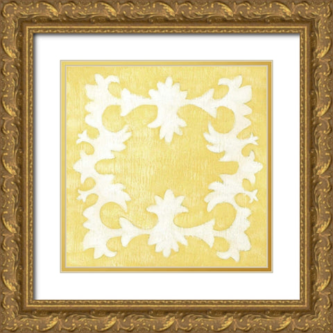 Petite Suzani in Yellow Gold Ornate Wood Framed Art Print with Double Matting by Zarris, Chariklia