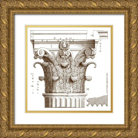 Small Corinthian Detail II Gold Ornate Wood Framed Art Print with Double Matting by Vision Studio