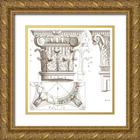 Small Corinthian Detail III Gold Ornate Wood Framed Art Print with Double Matting by Vision Studio