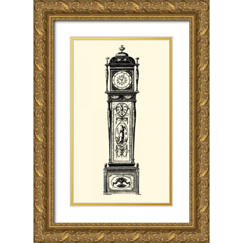 Small Antique Grandfather Clock I Gold Ornate Wood Framed Art Print with Double Matting by Vision Studio