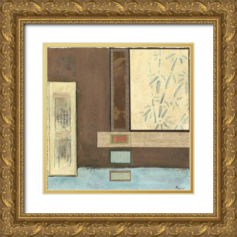 Chinese Scroll in Blue I Gold Ornate Wood Framed Art Print with Double Matting by Mauro