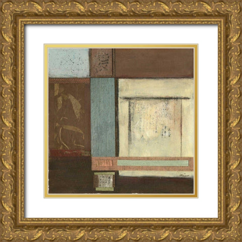 Chinese Scroll in Blue IV Gold Ornate Wood Framed Art Print with Double Matting by Mauro