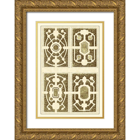 Small Garden Maze II Gold Ornate Wood Framed Art Print with Double Matting by Blondel, J.F.