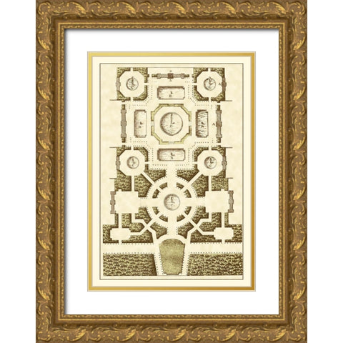 Small Garden Maze III Gold Ornate Wood Framed Art Print with Double Matting by Blondel, J.F.
