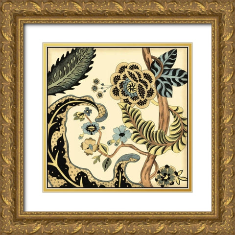 Small Jacobean Tile I Gold Ornate Wood Framed Art Print with Double Matting by Zarris, Chariklia