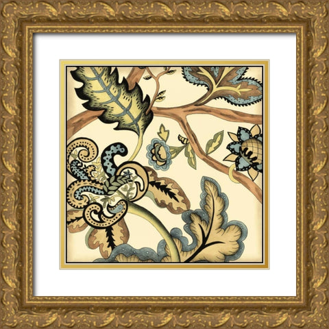 Small Jacobean Tile II Gold Ornate Wood Framed Art Print with Double Matting by Zarris, Chariklia