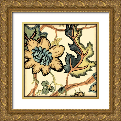 Small Jacobean Tile III Gold Ornate Wood Framed Art Print with Double Matting by Zarris, Chariklia