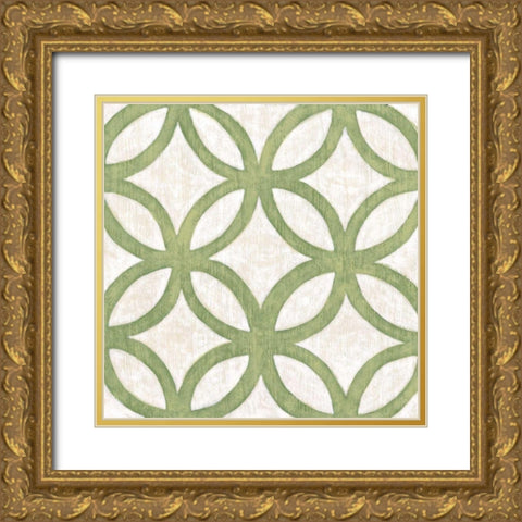 Garden Tile III Gold Ornate Wood Framed Art Print with Double Matting by Zarris, Chariklia