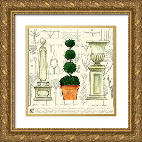 Garden Topiary Gold Ornate Wood Framed Art Print with Double Matting by Joyner, Ginny