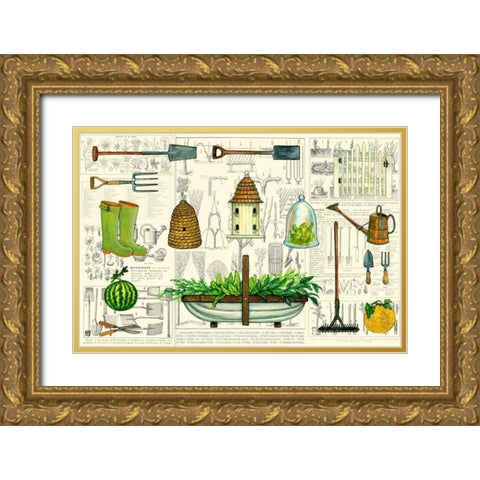 Garden Collection I Gold Ornate Wood Framed Art Print with Double Matting by Joyner, Ginny