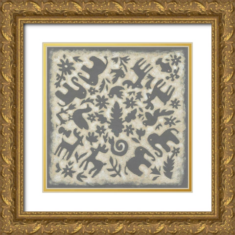 Folk Story in Grey Gold Ornate Wood Framed Art Print with Double Matting by Zarris, Chariklia