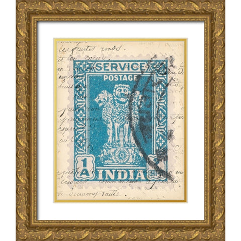 Vintage Stamp I Gold Ornate Wood Framed Art Print with Double Matting by Vision Studio