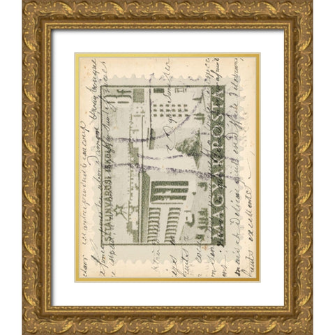 Vintage Stamp II Gold Ornate Wood Framed Art Print with Double Matting by Vision Studio