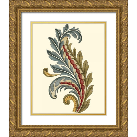 Jacobean Leaf III Gold Ornate Wood Framed Art Print with Double Matting by Vision Studio