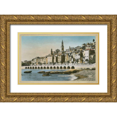 The Cote dAzur I Gold Ornate Wood Framed Art Print with Double Matting by Unknown