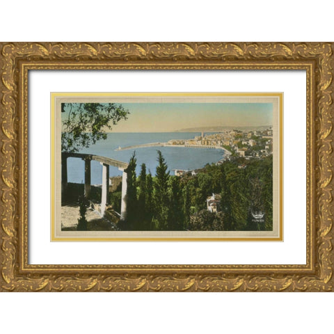 The Cote dAzur II Gold Ornate Wood Framed Art Print with Double Matting by Unknown