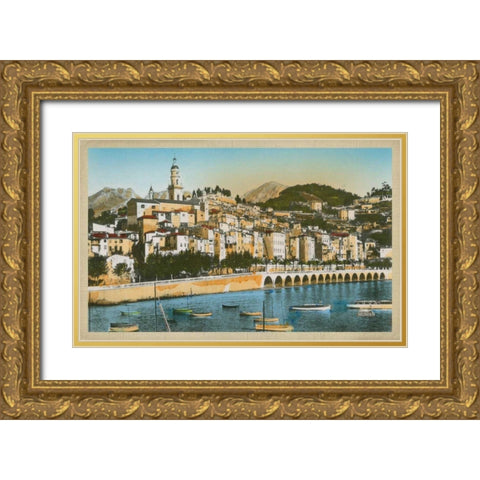 The Cote dAzur III Gold Ornate Wood Framed Art Print with Double Matting by Unknown