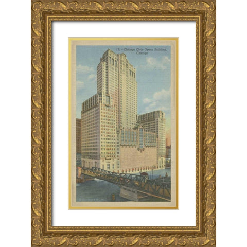 Chicago- Civic Opera Building Gold Ornate Wood Framed Art Print with Double Matting by Unknown