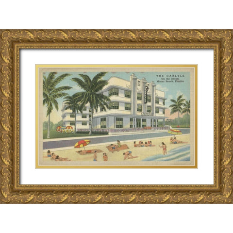 Miami Beach III Gold Ornate Wood Framed Art Print with Double Matting by Unknown
