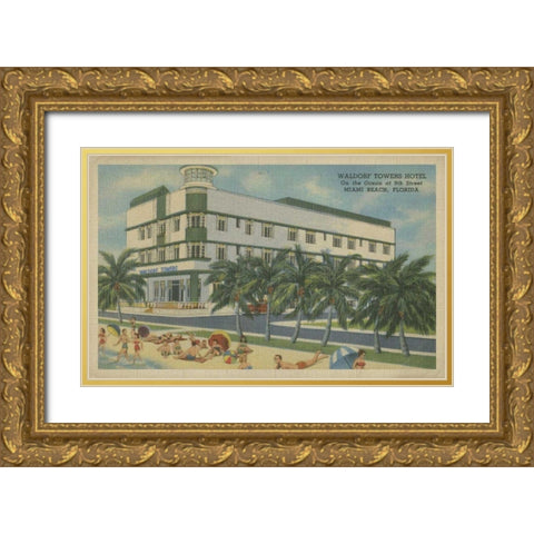 Miami Beach V Gold Ornate Wood Framed Art Print with Double Matting by Unknown