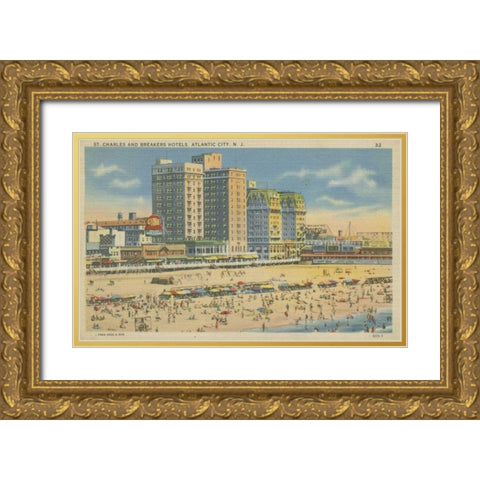 Atlantic City, NJ- V Gold Ornate Wood Framed Art Print with Double Matting by Unknown