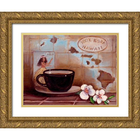 Kona Hawaii Gold Ornate Wood Framed Art Print with Double Matting by Kasun, Theresa