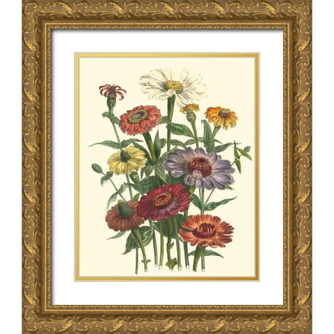 Summer Flowers III Gold Ornate Wood Framed Art Print with Double Matting by Unknown