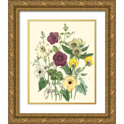 Summer Flowers IV Gold Ornate Wood Framed Art Print with Double Matting by Unknown