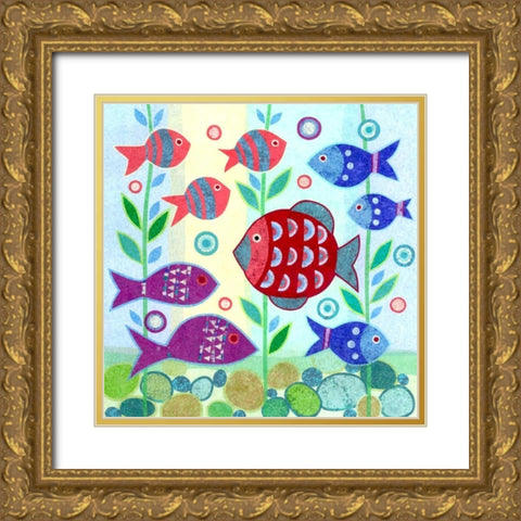 Ocean Fish II Gold Ornate Wood Framed Art Print with Double Matting by Conway, Kim