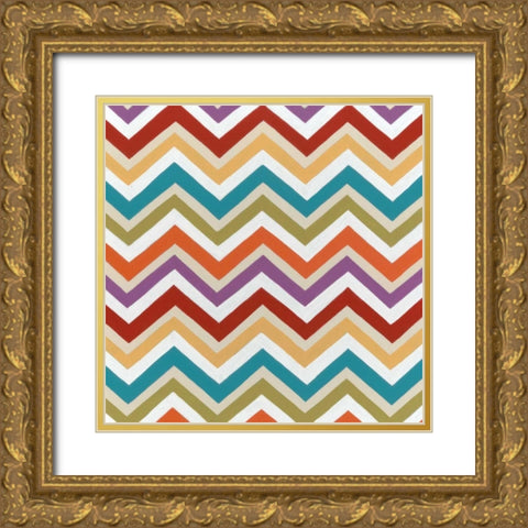 Retro Pattern III Gold Ornate Wood Framed Art Print with Double Matting by Vess, June Erica