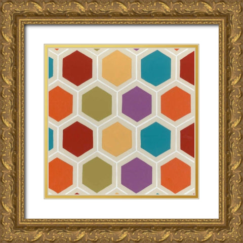 Retro Pattern IV Gold Ornate Wood Framed Art Print with Double Matting by Vess, June Erica