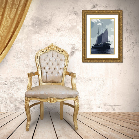 Caribbean Vessel I Gold Ornate Wood Framed Art Print with Double Matting by Longley, Carolyn