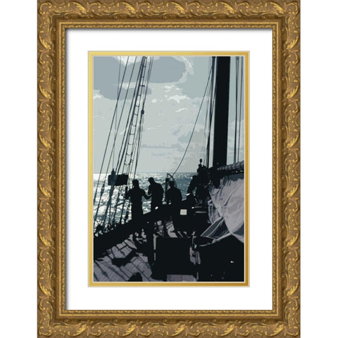Caribbean Vessel II Gold Ornate Wood Framed Art Print with Double Matting by Longley, Carolyn