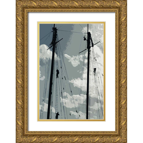 Caribbean Vessel IV Gold Ornate Wood Framed Art Print with Double Matting by Longley, Carolyn