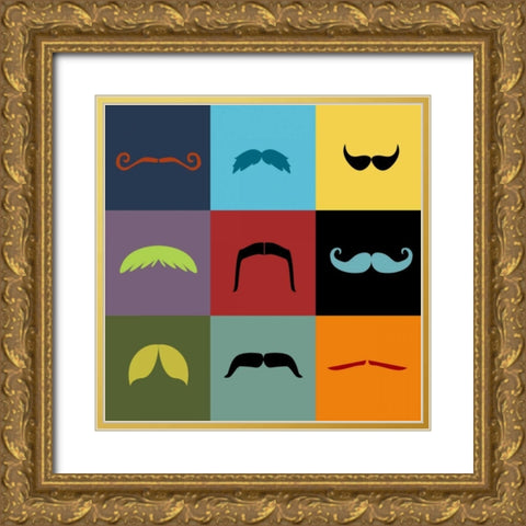 Moustache Grid Gold Ornate Wood Framed Art Print with Double Matting by Vision Studio