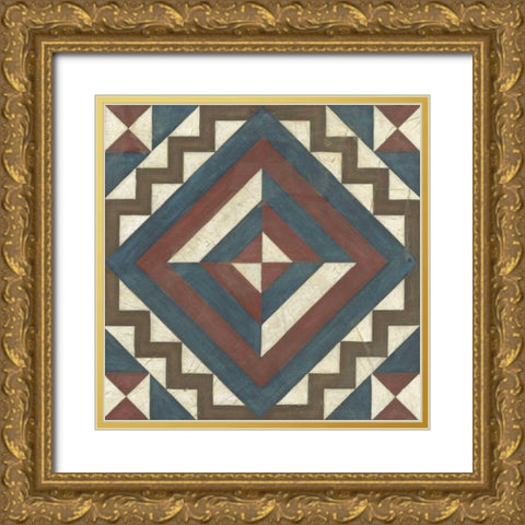 Quilt Motif I Gold Ornate Wood Framed Art Print with Double Matting by Vess, June Erica