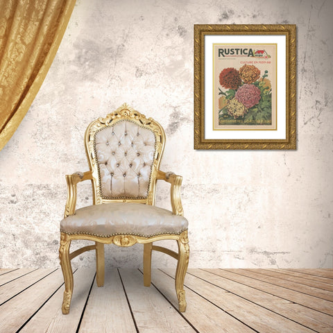 Plantez Des Chrysanthemes Gold Ornate Wood Framed Art Print with Double Matting by Unknown