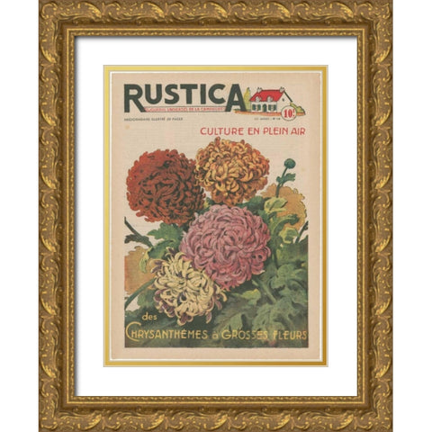 Plantez Des Chrysanthemes Gold Ornate Wood Framed Art Print with Double Matting by Unknown