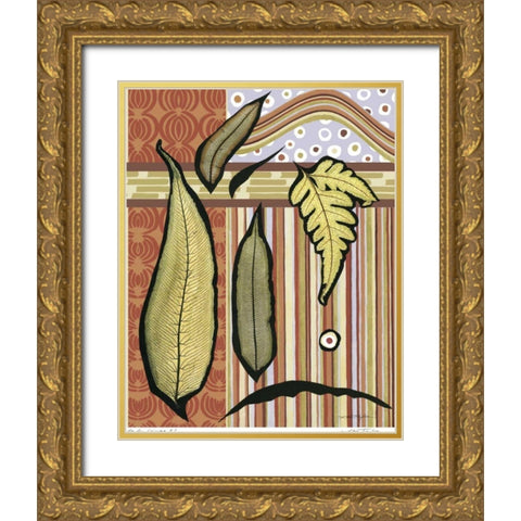 Go Go Leaves II Gold Ornate Wood Framed Art Print with Double Matting by Taylor, Kris