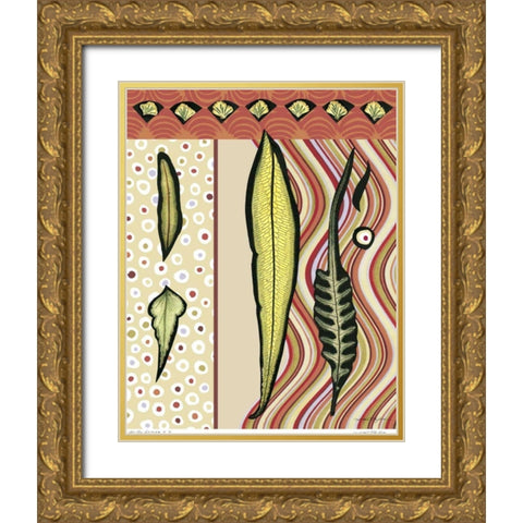 Go Go Leaves IV Gold Ornate Wood Framed Art Print with Double Matting by Taylor, Kris