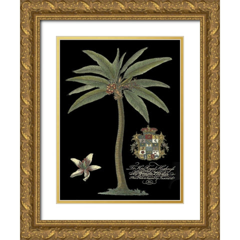Palm on Black I Gold Ornate Wood Framed Art Print with Double Matting by Unknown