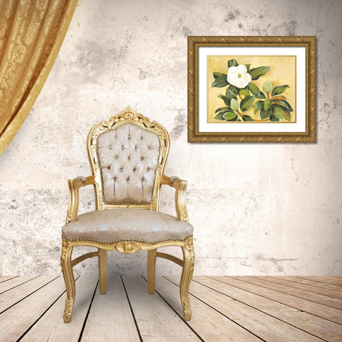 Southern Magnolia II Gold Ornate Wood Framed Art Print with Double Matting by Taylor, Kris