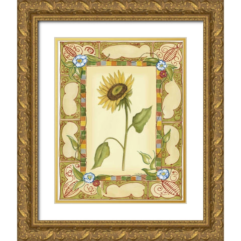 French Country Sunflower I Gold Ornate Wood Framed Art Print with Double Matting by Goldberger, Jennifer