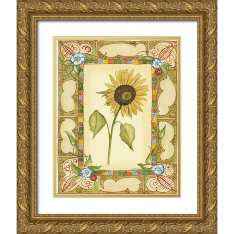 French Country Sunflower II Gold Ornate Wood Framed Art Print with Double Matting by Goldberger, Jennifer