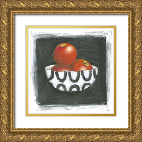 Apples in Bowl Gold Ornate Wood Framed Art Print with Double Matting by Zarris, Chariklia