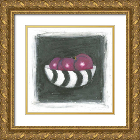 Plums in Bowl Gold Ornate Wood Framed Art Print with Double Matting by Zarris, Chariklia